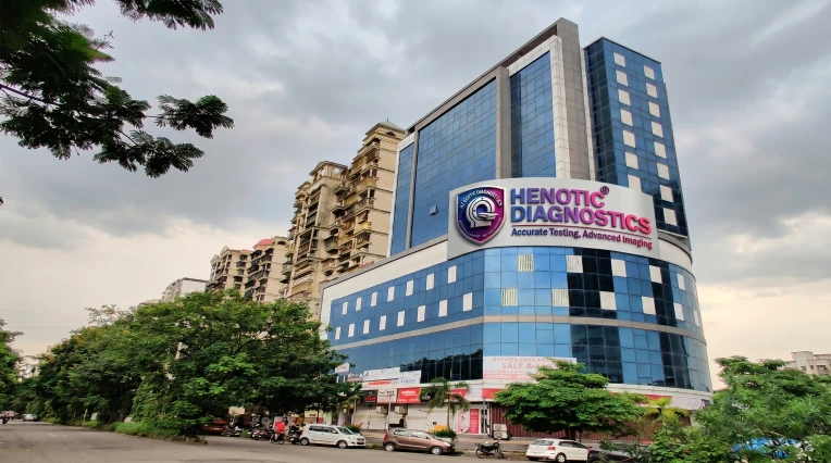 Henotic Diagnostics main building at Millennium Empire — modern cardiac diagnostic centre for 2D Echo Tests